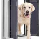 Aluminum Pet Door with Panels,Durable Dog Door with Automatic Closing Magnetic Flaps, Slide-in Panel & 4 Security Locks, Ideal for Interior and Exterior Doors, Screen and Wall, Medium, Sliver