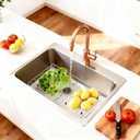 24" x 12" Stainless Steel Sink Protector - Large Sink Rack for Bottom of Sink Kitchen Grid Centered Drain