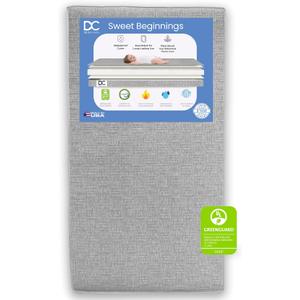 Delta Children Sweet Beginnings Dual Sided Baby Crib Mattress and Toddler Mattress, GREENGUARD Gold and CertiPUR-US Certified, Firm Plant-Based Foam, Waterproof, Made in USA