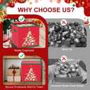 Christmas Ornament Storage Box with Adjustable Dividers Christmas Storage Containers Holds up to 64-3'' Ornament Zippered Ornament Organizer Storage Box Christmas Decoration Storage with Trays