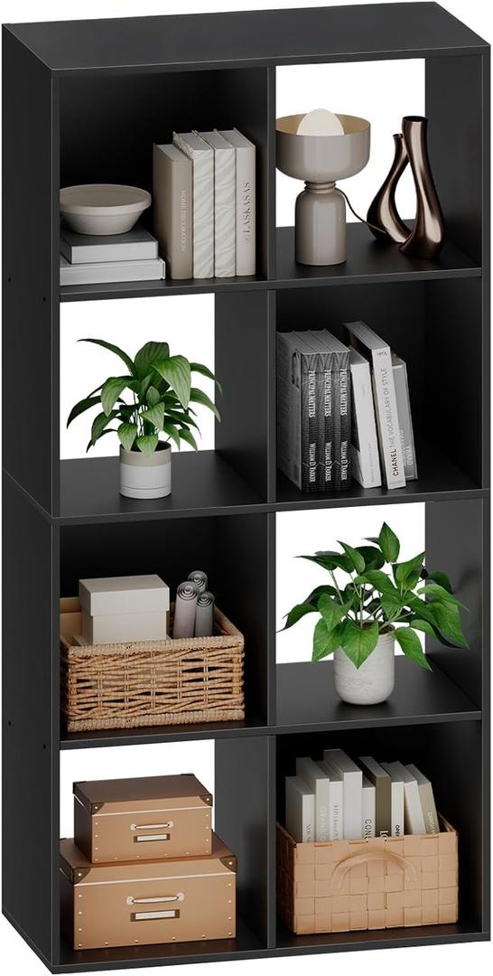 Sweetcrispy 8 Cube Storage Organizer - Open Cube Bookshelf with 4 Removable Back Panels, Display Storage Bookcase for Living Room, Bedroom, Entrance Hall, Home Office47.7" L11.6" W24" H, Black