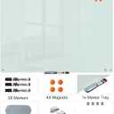 TSJ OFFICE Glass Dry-Erase Board - 48 x 30 Inches Wall Mounted Magnetic Whiteboard, Large Frameless Glass White Board for Office, Home & School