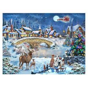 CGRLVDXW Christmas Puzzles 500 Piece, Christmas Night in Winter 500 Piece Puzzles, Jigsaw Puzzle for Adults Challenging Perfect for Holiday 27x 20inch