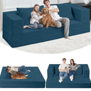 Futon Sofa Bed with Pillow, 3-in-1 Sleeper Sofa Bed with Removable Cover, Convertible Floor Sofa Bed, No Assembly Boneless Couch for Living Room, Bedroom