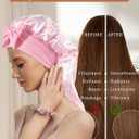 AWAYTR Long Hair Bonnet for Women - Reversible Double Layer Satin Silk Bonnet for Sleeping with Tie Band
