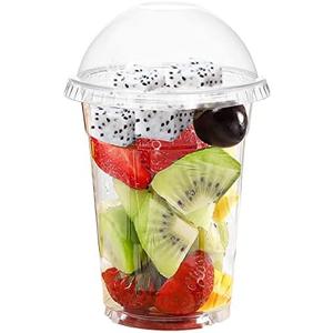 Fabulous Party [200 Sets- 16 Oz Clear Plastic Cups with Dome Lids] PET Crystal Clear Cups with Dome Lids, To Go Cup for Ice Cream Fruit Parfait Dessert Milkshake Iced Coffee Cold Drink