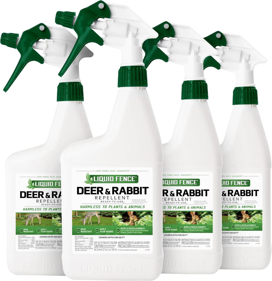 Liquid Fence Deer And Rabbit Repellent Ready-To-Use, Apply Year-Round, 32 Ounces, 3 Pack