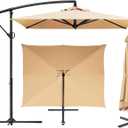 COSIEST 9 x 11.5FT Offset Patio Umbrella, Cantilever Hanging Outdoor Umbrella w/360-degree Rotation, Handy Crank, UV & Waterproof Canopy, 6 Ribs for Market, Backyard, Poolside, Garden