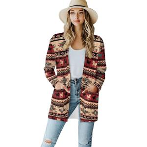 Forchrinse Bee Honey Women's Cardigan with Pockets Casual Open Front Cardigan Jacket for Women Fall Long Sleeve Cute Cardigan (Native American Navajo)