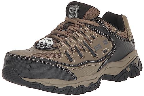 Skechers Men's Cankton Steel Toe Construction Shoe – Electrical Hazard Rated, Memory Foam, Pebble/Black, 12