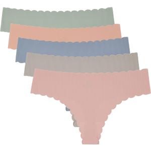 Wetopkim Seamless Thongs for Women, No Show Panties V-waisted Stretch Breathable, Seamless Thong Underwear 6 Pack (Medium)
