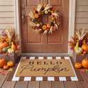 Tinideya 2 Pcs Door Mat Welcome Non Slip Coir Mats Floor Layering Doormats Seasonal for Front Porch Entryway Decor(Brown White) (23.6 x 35.4 Inches)