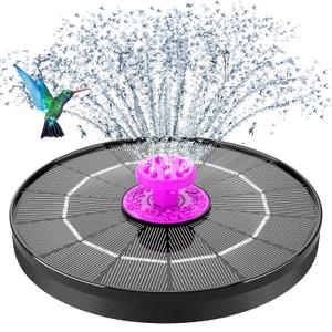 Solar Bird Bath Fountain Pump, 2026 Upgrade 4W Solar Powered Water Pump, Outdoor Water Fountain Pump with 8 Nozzles, Hummingbirds, Garden, Patio, Pool, Pond, Hot Pink