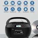 Greadio Boombox CD Player Cassette Player Combo, Boom Box Portable CD Players for Home with Bluetooth, Support AM FM Radio/Remote Control/AUX/USB/Earphone, AC/Battery Operated, LCD Display (Black)