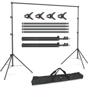 LINCO Lincostore Backdrop Support Stand Kit 10x6.5ft Adjustable Photography Studio Photo Background Support System with Carrying Bag for Green Screen Muslin, 4171 (10ft Wide 7ft high)