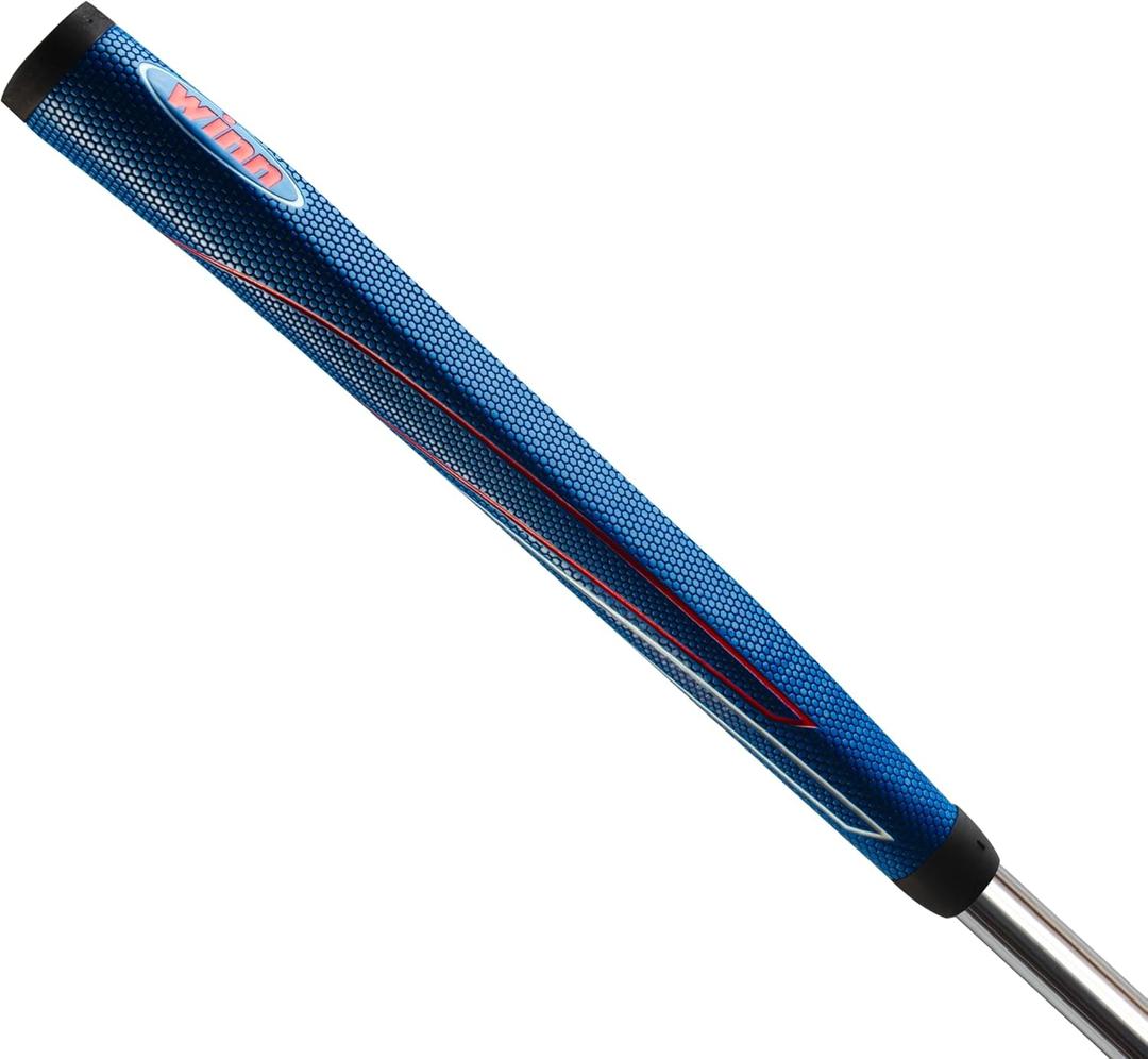 Winn Ultimate Feel Counter-Balance Putter: Long 15-Inch Pistol with Multiple Hand Placement Options. Sleek Black Design, Comfortable & Tacky Excel Polymer Grip, Enhanced by Multiple Tread Patterns (standard, Blue)