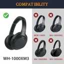 SOULWIT Professional Earpads Cushions Replacement for Sony WH-1000XM3 (WH1000XM3) Over-Ear Headphones, Ear Pads with Softer Protein Leather, Noise Isolation Memory Foam, Added Thickness (Black)