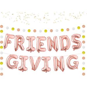 3 x Friendsgiving Balloons Banner Decorations - Rose Gold Foil Letter 16 Inch Friendsgiving Decorations Balloons for Thanks Giving Decoration for Autumn Fall Party Decor Favors Supplies