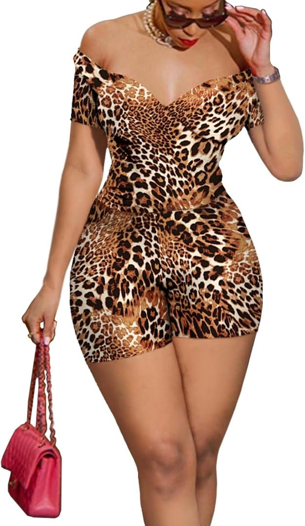 Atyfuniby One Piece Jumpsuits for Women - Sexy Off The Shoulder Twist Front High Waisted Bodycon Rompers Club Night Outfits (Brown, XL)