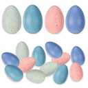 16 Pcs Speckled Easter Eggs, 2.4 Inch Plastic Easter Eggs Decorations for Home Bowl Vase Basket Fillers Pastel Faux Fake Egg Centerpiece Table Wedding Spring Party DIY (Pink,Blue,Yellow,Light Blue)