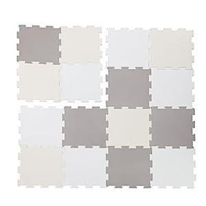 Enovoe Baby Play Mat for Floor - Non-Toxic, Interlocking EVA Foam Mats -16 Pcs - Cushioned Foam Puzzle Floor Mat for Kids & Infants - Ideal for Playrooms, Nurseries, and Home Gyms (12" x 12") (Green & Grey)