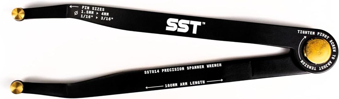 SST - Precision Spanner Wrench - For obscure Hardware & Fasteners - With Metric & Imperial Steel Pin Sizes & Carry Case - Adjustable Tension - 160mm Arm Length - 180 Movement - Designed in the USA
