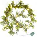 6.4FT Christmas Garland Decorations with Led & Star Lights, Faux Spruce Evergreen Garland Prelit Indoor Christmas Decor with Silver Jingle BellsMantel for Xmas Eve Fireplace Stairs