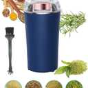 Electric Herb Grinder 200W Powerful Fast Grinding for Dry Spices Flower Buds with Brush, Easy On/Off One-Touch Push Button Powder Grinder Perfect For Herbs, Spices, Nuts, Grains and Coffee Beans (Blue)