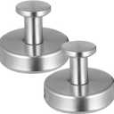 Veemoon 2 Pcs Simple Suction Cup Towel Hook Heavy Duty Bathroom Hanger Stainless Steel Wall Hook Silver Metal Robe - Strong Adsorption- Shower Bathroom Kitchen Living Room