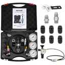 Hydraulic Nitrogen Accumulator Charging Kit, Nitrogen Fill Kit, Pressure Test System, Gas Charge Tools with 7 Adapters, 3 Gauges, 1 Gas Hose and G5/8 Male to CGA580 Male Adapter