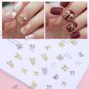 135 PCS Bow Nail Charms 5 Styles 3D Golden Bowknots Charms for Nails Shiny Bow Tie Nails Gems Nail Art Accessories(Gold Silver White)