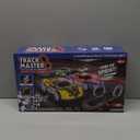 2-in-1 Slot Car Race Track Set with 4 High-Speed Cars, Electric Track, Dual Racing Game with 2 Controllers, Circular Overpass Design Featuring Flash Tracks. Toy Gift for Boys Kids Ages 4-6 6-8 8-12