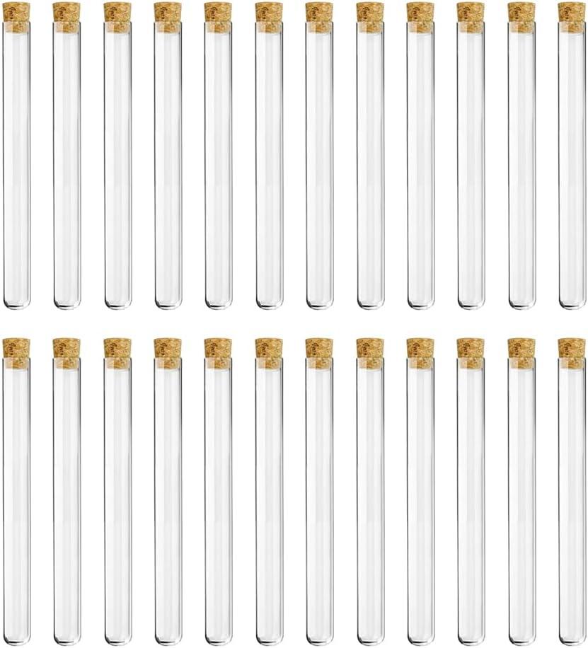 36 Pcs 12x75mm Clear Test Tubes Scientific Experiment Tubes Transparent Plastic Test Tubes Lab Sample Tubes Beads Storage Tubes with Cork Stoppers for Jewelry Seed Beads