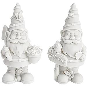 Bright Creations Ceramics to Paint for Adults DIY Gnome Kit - 2-Pack White Resin Gnomes, 5 in