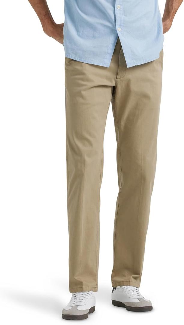 Lee Men's Extreme Motion Flat Front Regular Straight Pant (34W x 32L, Original Khaki)
