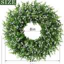 26" Artificial Eucalyptus Wreath with Baby's Breath for Front Door - Faux Eucalyptus Leaves, Fake Spring/Summer Greenery Flowers Wreath for Porch, Farmhouse, Wall, Window Outdoor Decor(White-Green)