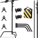 C Stand with Boom Arm, Photography Light Stand Kit - Heavy Duty C-Stand with 10.8ft/330cm Stainless Steel Pole, 4.2ft/128cm Boom Arm, Grip Heads, Sandbag for Studio Lighting, Black