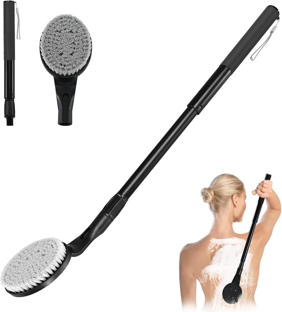 Gobiteli Back Scrubber for Shower,25" Long Handle Shower Brush for Body Exfoliator and Deep Clean,Back Scrubber for Shower for Men,Women and Elderly