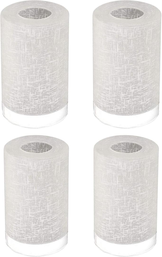 4 Pack White Linen Frosted Glass Lamp Shade Covers, 5.9in Height, 3.9in Diameter, 1.65in Fitter, Cylinder Light Fixture Lampshade, Glass Shade Replacement Globe for Chandelier Wall Sconce