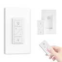 Smart Dimmer Light Switch with Wireless Remote, Compatible with Alexa for Voice Control, Electrical Smart Wall Switch for Dimmable LED/CFL INC/HAL Bulb of Ceiling Pendant Lamps Fixture, ETL Listed