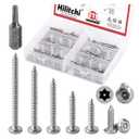 Hilitchi 210 Pcs #6 Stainless Steel Button Head Torx Sheet Metal Screws Silver Security Anti-Theft Tamper Proof Screws Assortment Kit with Screwdriver Bit T15 (#6 x 1/2" ~ #6 x 1-1/2")