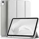 Akkerds Compatible with iPad (A16) 11th Generation Case 11 Inch 2025, for iPad 10th Generation Case 10.9 Inch 2022 with Pencil Holder, Slim Trifold Stand Protective Cover with Soft TPU Back, Light Gray