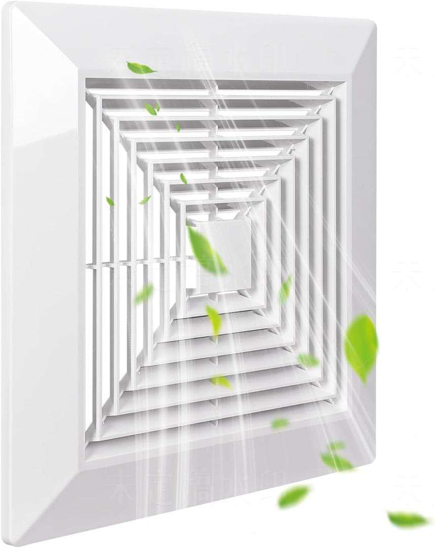 Bathroom exhaust fan cover White plastic with spring grille Square Ceiling Ventilation Cover Replace Exhaust Fan Cover Ceiling Exhaust Fan Accessories Quick disassembly design (1P 12x12 inch)