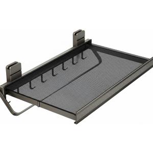 Retractable Wall Mounted Bathroom Clothes Rack with Foldable Towel Bar,6 Movable Hooks and Underwear Drying Net,Space Saving Organizer (Gray)