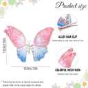 Pearl Butterfly Hair Clips Dainty Butterfly Wings Sparkly Hair Styling Clips Pink & Blue Gradient Metal Barrettes Non-Slip Hairpin for Women Headwear Gifts