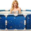 Portable Bathtub for Adult, 45" Foldable Bathtub No Installation, Freestanding Shower Bathtubs with Cushion,SPA Soaking Bath Tub, Hot/Ice Bath Tub for Indoor Outdoor (Planet Blue)