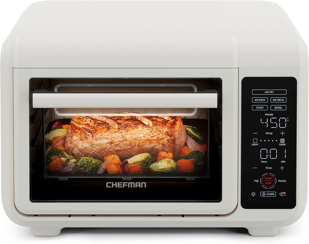 Chefman Air Fryer Toaster Oven Combo, Countertop Oven for Quick & Healthy Meals, Bake, Broil, Air Fry, Toast, and Bagel Functions, 450F Max Temp, 4 Slice Toaster Oven Air Fryer Combo  Ivory