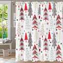 Shower Curtain Christmas Shower Curtain New Year Holiday Xmas Shower Curtains for Bathroom Waterproof Fabric Cloth Winter Snowflake Shower Curtain Sets Merry Christmas Tree Theme Bathtub Curtain