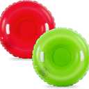 Shappy 2 Pack 36'' 40'' 47'' Snow Tube Inflatable Snow Sleds Heavy Duty Sleds Adults for Winter Outdoor Sports Toboggan with Handles Thickened Bottom (Red, Green)