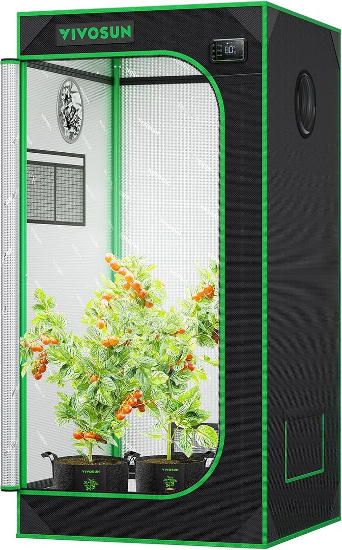 VIVOSUN S224 2x2 Grow Tent 24"x24"x48" High Reflective Small Mylar Tent